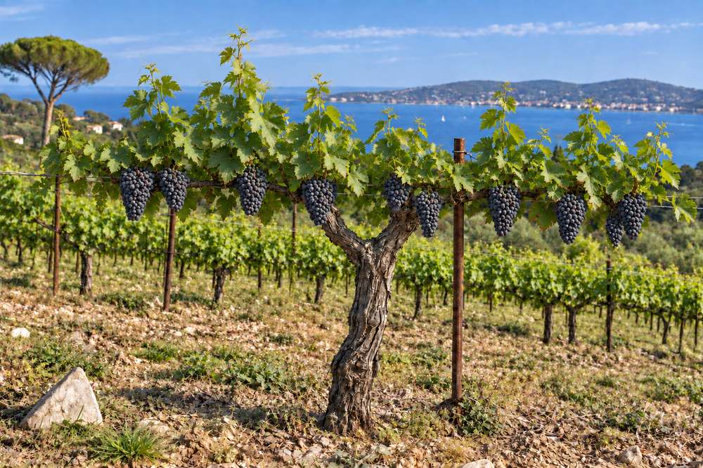 Cep de vigne face à la mer, maturité : les vendanges